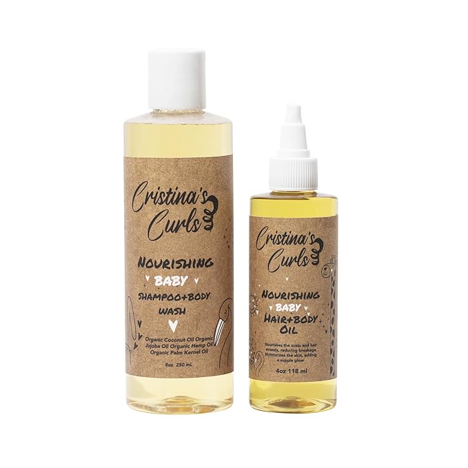 Cristina's Curls Nourishinh Baby Hair Bundle – Gentle Shampoo + Lightweight Scalp Oil