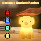 Cute Elephant Night Light for Kids, Adorable Room Decor for Boys Girls Birthday/Christmas Gifts, 5 Color, USB Rechargeable Silicone Night Lamp, Animal Lamp Gift, Safe Nursery Light for Toddlers
