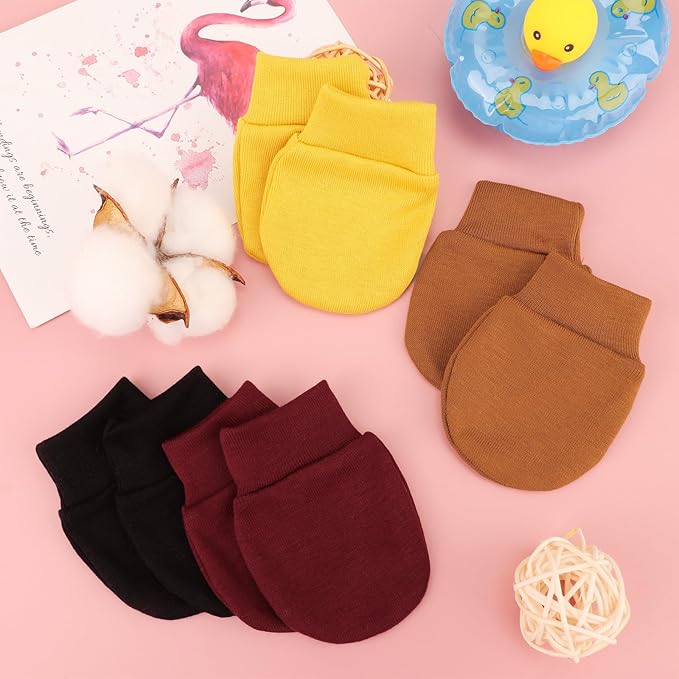 BQUBO Newborn Infant Toddler Mittens No Scratch Cotton Elastic Wrist Gloves Hypoallergenic for 0-6 Months Baby Boys Girls