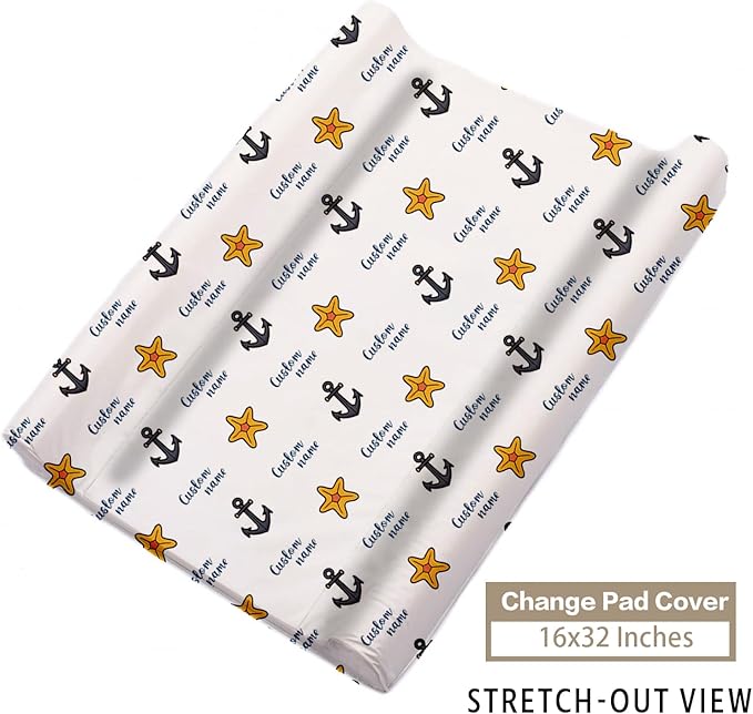 Personalized Baby Crib Bedding Set, Custom Name Lighthouse Theme Nursery Bedding Set 3 Pcs, Baby Blanket Fitted Crib Sheet Changing Pad Cover, Personalized Nursery Decor Gift for Newborns Boys