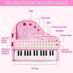 Love&Mini Piano Keyboard Toys for Girls - 31 Keys Kids Toy Piano with Microphone and Stool for Toddler Music Toy for 3+ Years Old Girls Birthday Gift