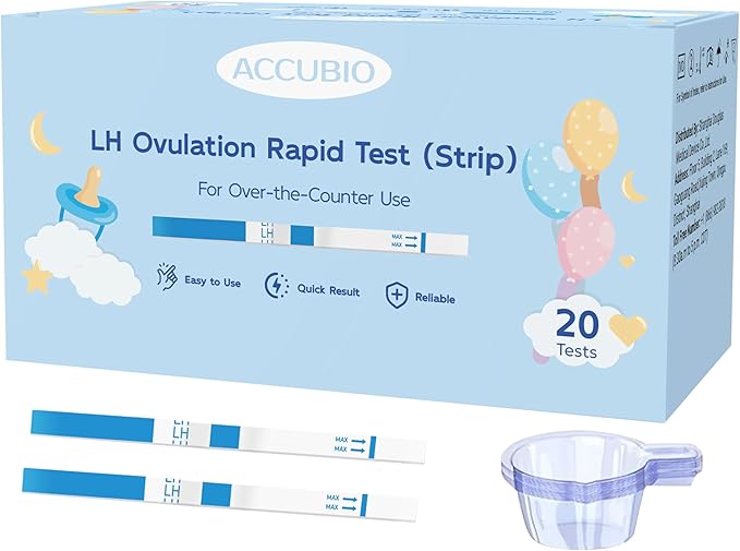 Ovulation Test Strips, Bulk Ovulation Tests, 20 Pack Fertility Tests with Collection Cups, Accurate LH Test for Home, Ovulation Predictor Kit, 5mm Wider 25 MIU/mL