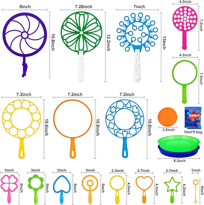 Roberly 25 PCS Big Bubble Wands Set with Tray Solution, Giant Bubbles Wands Toys for Kids Adults Summer Outdoor Activities Birthday Gifts Party Favors