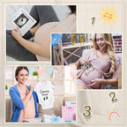 9 Pcs Pregnancy Announcement Set Pregnancy Reveal Ideas Felt Letter Board Baby Bodysuit Booties Photo Frame Bear Plush Wood Blocks for Coming Soon Baby Announcement(Black)