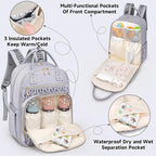 Diaper Bag Backpack,Stylish Baby Diaper Bag,Waterproof Travel Diaper Backpacks Baby Bags with Changing Pad,Stroller Straps,Insulated Pockets (Gray)