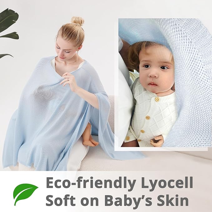 Nursing Cover for Breastfeeding – Privacy Breast Feeding Covers for Women – Soft Lyocell Fabric, Lightweight & Breathable – Multi-Use Scarf, Shawl, Baby Blanket – One Size – with Laundry Bag
