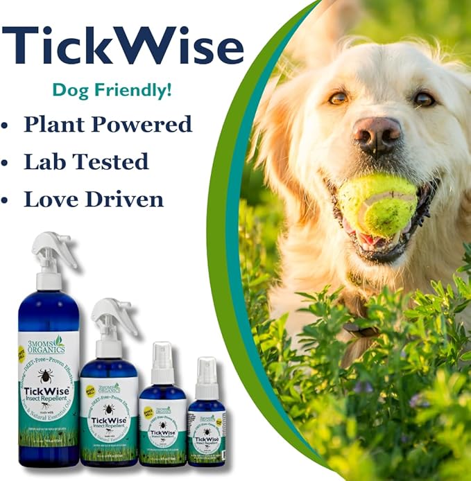 3 Moms Organics TickWise | 16oz Extra Strength, DEET- Free, Tick and Insect Repellent | Plant Based Essential Oils and All Natural Ingredients | Safe for Kids, Adults, Dogs and Horses