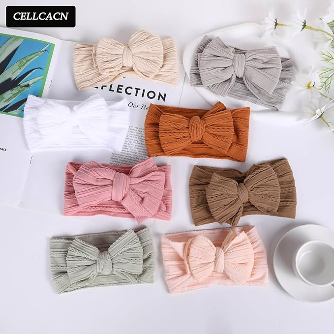 Baby Bows Headbands Nylon Hairbands Baby Girl Bows Hair Accessories for Infant Toddler Essentials (8Color-green, mid)