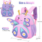 SUN EIGHT Preschool Toddler Backpack for Girls Kids Backpack Cute 3D Cartoon Animal Waterproof Schoolbag for Baby Girl Boy 1-5 Years（Butterfly）