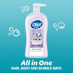 Dial Kids All-in-1 Body + Hair + Bubble Bath, Lavender Scent, 32 Fl Oz, Hypoallergenic Body Wash & Shampoo, No Tears Formula for Kids 2+ Years, No Parabens & Silicones