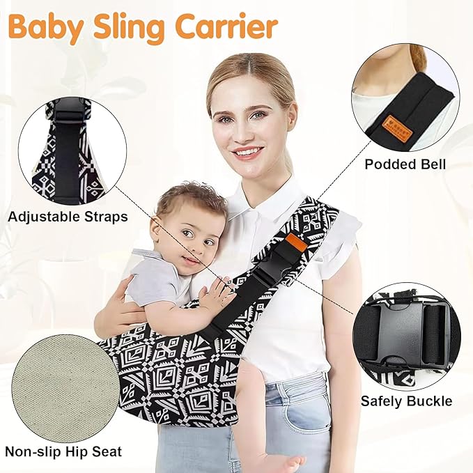 Baby Sling Carrier,Toddler Carrier,Upgraded 2025 Baby Sling with 4 Adjustable Straps(10-30lbs),Lightweight,Portable and One Size Fits All(Flag)