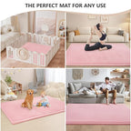 Baby Play Mat for Floor,1.3" Thick Memory Foam Tummy Time Mat,Soft Coral Velvet Nursery Rug,Extra Large Non Slip Crawling Mat for Toddlers,Infants,Kids,Yoga Mat,Tatami Mat for Living Room(Pink)