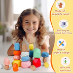 OPPA 36PCS Wooden Stacking Rocks, Montessori Sensory Toys for Toddlers, Building Rocks Stones Games,Stacking Stones for Kids Gifts