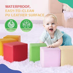 Foam Building Blocks for Kids: 12-Pieces PU Leather Colorful Foam Blocks - Building Toys for Toddler - Giant Stacking Blocks Toys - Soft Indoor Playset for Birthday Gift Preschool Learning (Classic)