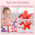 Magnetic Tiles for Kids Age 4-8 with Dragon, 36 Piece Princess Castle Magnet Tiles for Girls, Movable Dragon Toys for 3+, Creative Magnetic Construction Building Set for Class, Xmas Gift for Grandkids