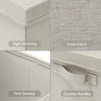 HOONEX Foldable Storage Bins with Lids, 2 Pack, Storage Boxes with Carrying Handles and Sturdy Heavy Cardboard, 16.5" L x 11.8" W x 7.5" H for Shoes, Books, Clothes, Linens, Beige