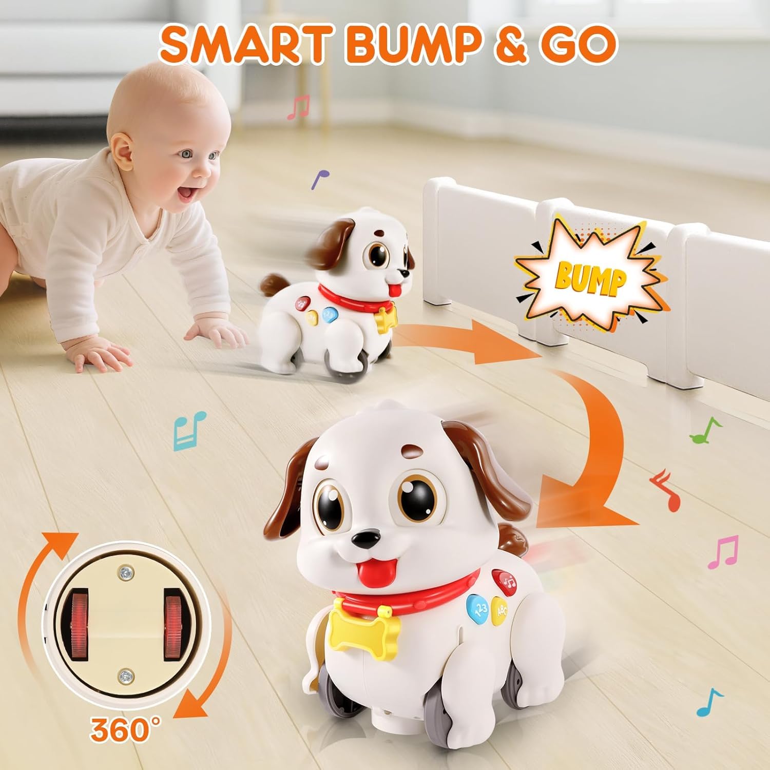 LUDILO Learning Toys for 1 Year Old Boy Girl Gifts: Pull Along Crawling Toy Musical Puppy 6 7 8 9 10 12 18 Month Old Baby Toy 1st Birthday Gifts for Boys Girls Toddler Infant Baby Toys 6-12-18 Months