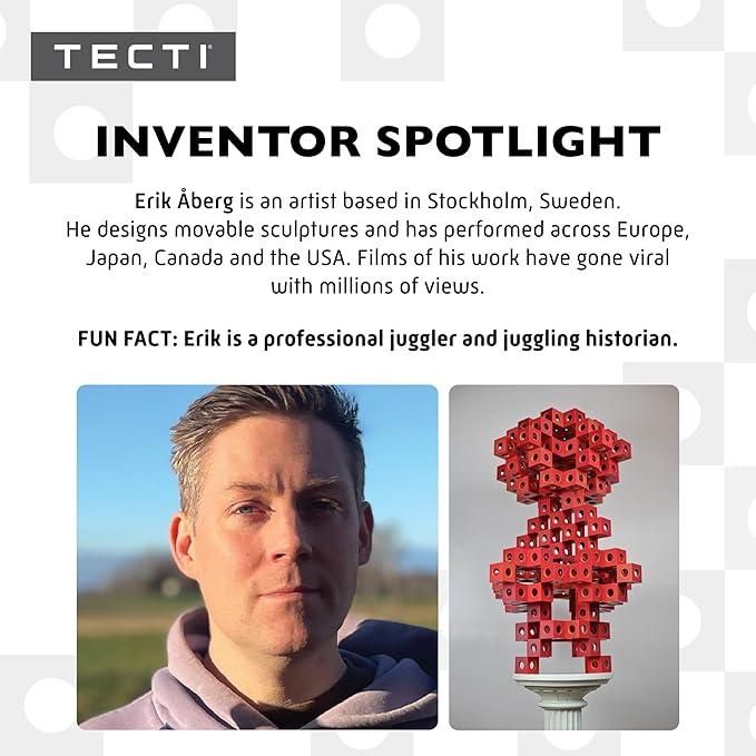 TECTI Kinetic Building System - Cubes with Seismic Moves - Consists of 3-Dimensional Interconnected Cubes - Build Over 50 Dynamic Structures - by Fun in Motion Toys