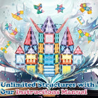 Little Pi Mermaid Princess Magnetic Building Blocks Castle - Magnet Tiles Doll House - Educational Stem Playset Toddler Toys - Birthday Gift for Kids Age 3 4 5 6 7 8 Year Old Girls & Boys