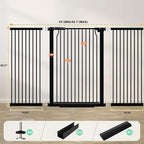 40.5" Extra Tall Baby Gate for Stairs, 63"-65.7" Extra Wide Long Dog Pet Gate, Auto Close Safety Child Gate Indoor, No Drill Adjustable No Climb Fence for Stairs Kid or Pet Black