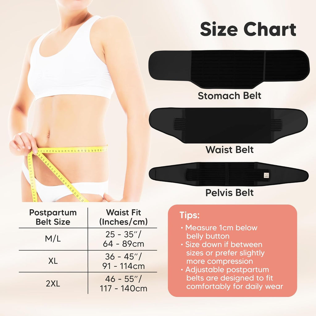 3 in 1 Postpartum Belly Support Recovery Wrap – Postpartum Belly Band, After Birth Brace, Slimming Girdles, Body Shaper Waist Shapewear, Post Surgery Pregnancy Belly Support Band(Midnight Black, 2XL)