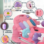 Baby Play Gym for 0-6 Months, High Contrast Tummy Time Mat, Kick and Play Piano, Music and Lights, Newborn Gifts for Girls, Pink
