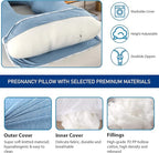 Pregnancy Pillows for Sleeping, U Shaped Full Body Maternity Pillow with Removable Cover, Support for Back, Legs, Belly, HIPS - Cooling Cover(Blue)