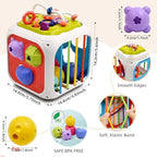 AiTuiTui Multifunction Baby Sensory Activity Cube Toys for 12 18 Months, Shape Sorter Early Learning Educational Interactive Toys for Toddlers 1 2 Year Old Boy Girl, 1st Birthday Gifts
