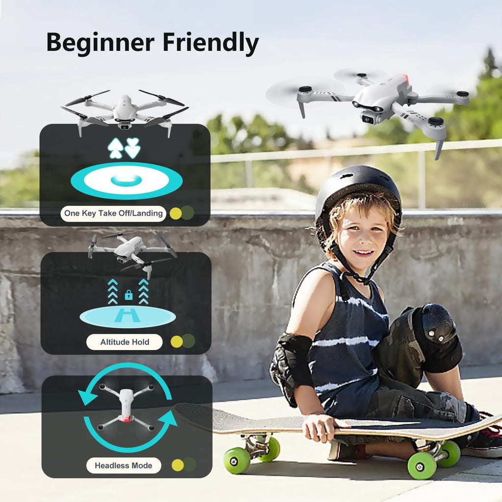 DRONEEYE F10 Foldable Drone with Camera for Adults, Brushless Motor, 1080P HD FPV Live Video, Altitude Hold，Headless Mode,3D Flips, Trajectory Flight, App Control,One Key Start, RC Quadcopter for kids with 2 Batteries