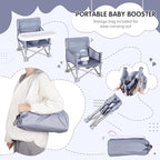 Portable Booster Seat, Toddler Baby Seat with Tray for Dining Table Compact Floor Chair for Camping Lawn Beach Babies Travel 6-36 Months