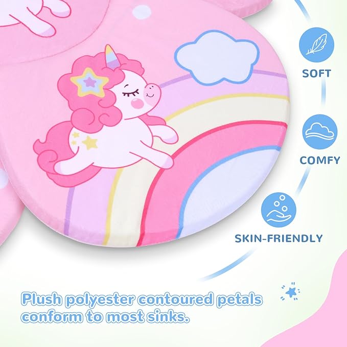Baby Bath Cushion - Newborn & Infant Lotus Bath Flower Baby with Soft Cover - Travel Bathtub Insert Pad for Kitchen Sink, Shower & Tub - Flower Bathing Pillow with Patented Comfort & Support (Unicorn)