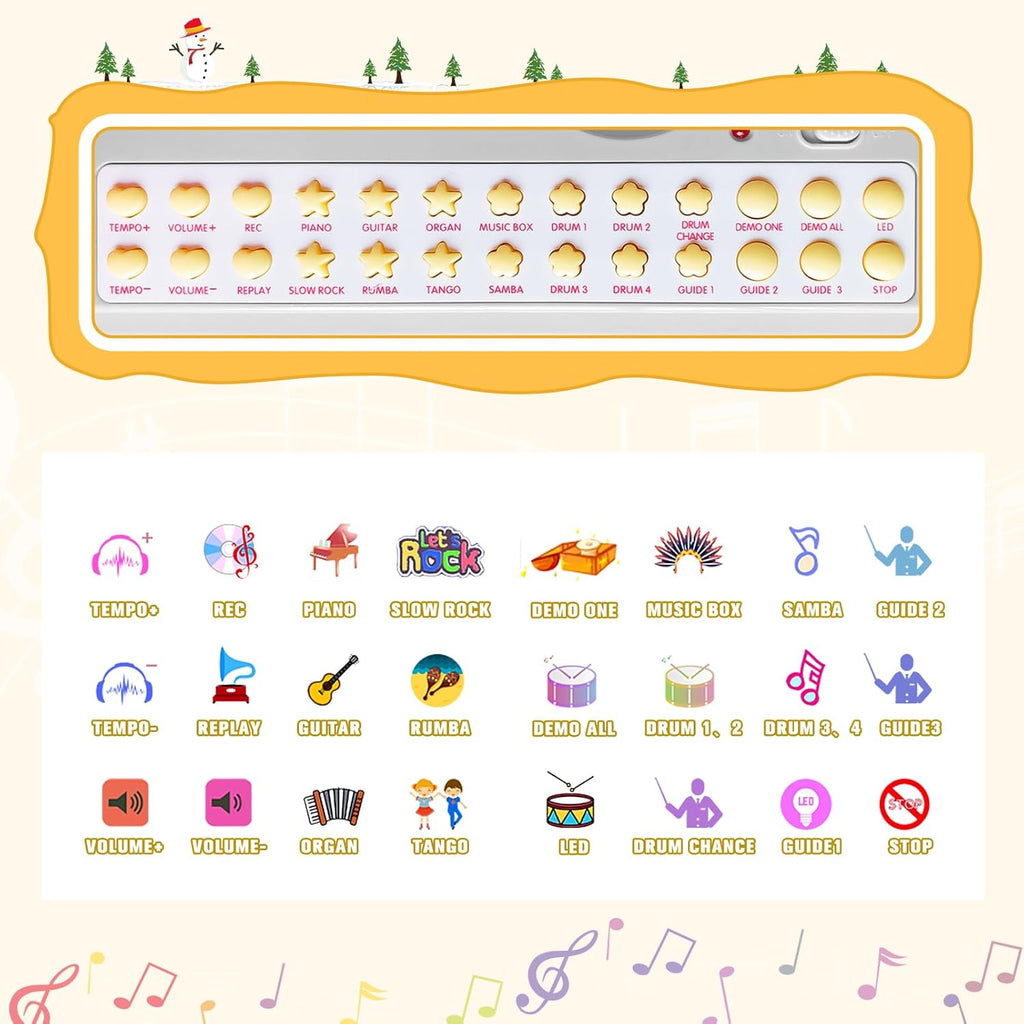 Love&Mini Piano Toy Keyboard 31 Keys for Age 3+ Year Old Girls Boys Birthday Gifts, Kids Keyboard Toy Instruments Piano with Microphone and Stool