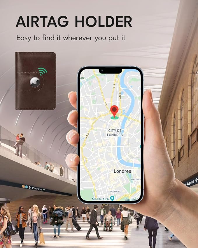 ALLIVE Passport Holder for Travel, Genuine Leather Passport Holder with Airtag Women Men,Travel Must Haves Airport Essentials, Passport Cover Travel Gifts Brown