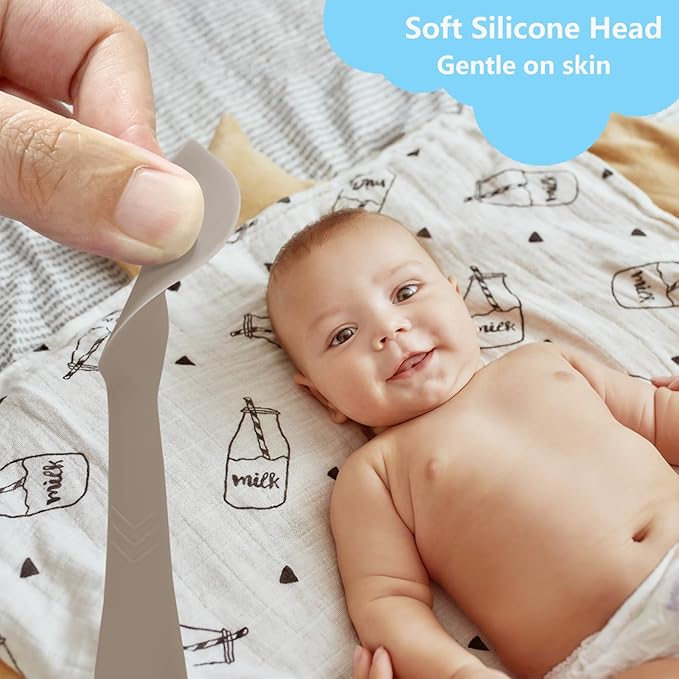 3-Pack Baby Diaper Cream Spatula - Baby Diaper Rash Cream Applicator for Butt Paste - Diaper Cream Brush for Newborn Essentials (grey, pink, green)