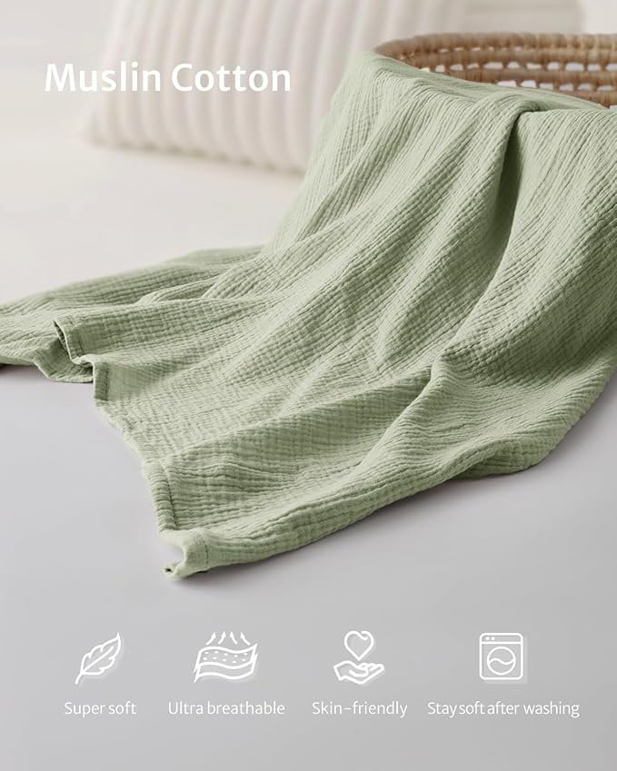 Blissful Diary Muslin Nursing Cover for Breastfeeding, Breathable Breastfeeding Cover up with Arch Neckline for Women, Nursing Apron(Sage Green)