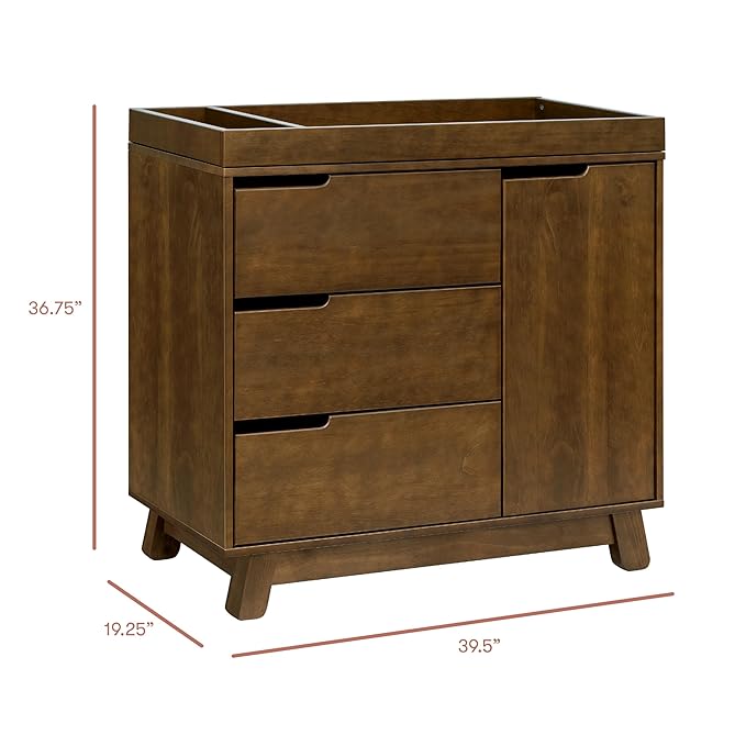 Babyletto Hudson Changing Table Dresser Combo w/Removable Tray - GREENGUARD Gold Certified 3-Drawer Baby Dresser with Table Top & Side Cabinet - Diaper Changing Station for Nursery, Easy to Assemble