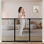 65.7"-72.2" Extra Wide Baby Gate, 40.5" Tall Dog Gate Indoor,Walk Through Pet Gates for Doorways Kitchen No Drilling Auto Close Pressure Mounted Safety Child Toddler Gate, Black