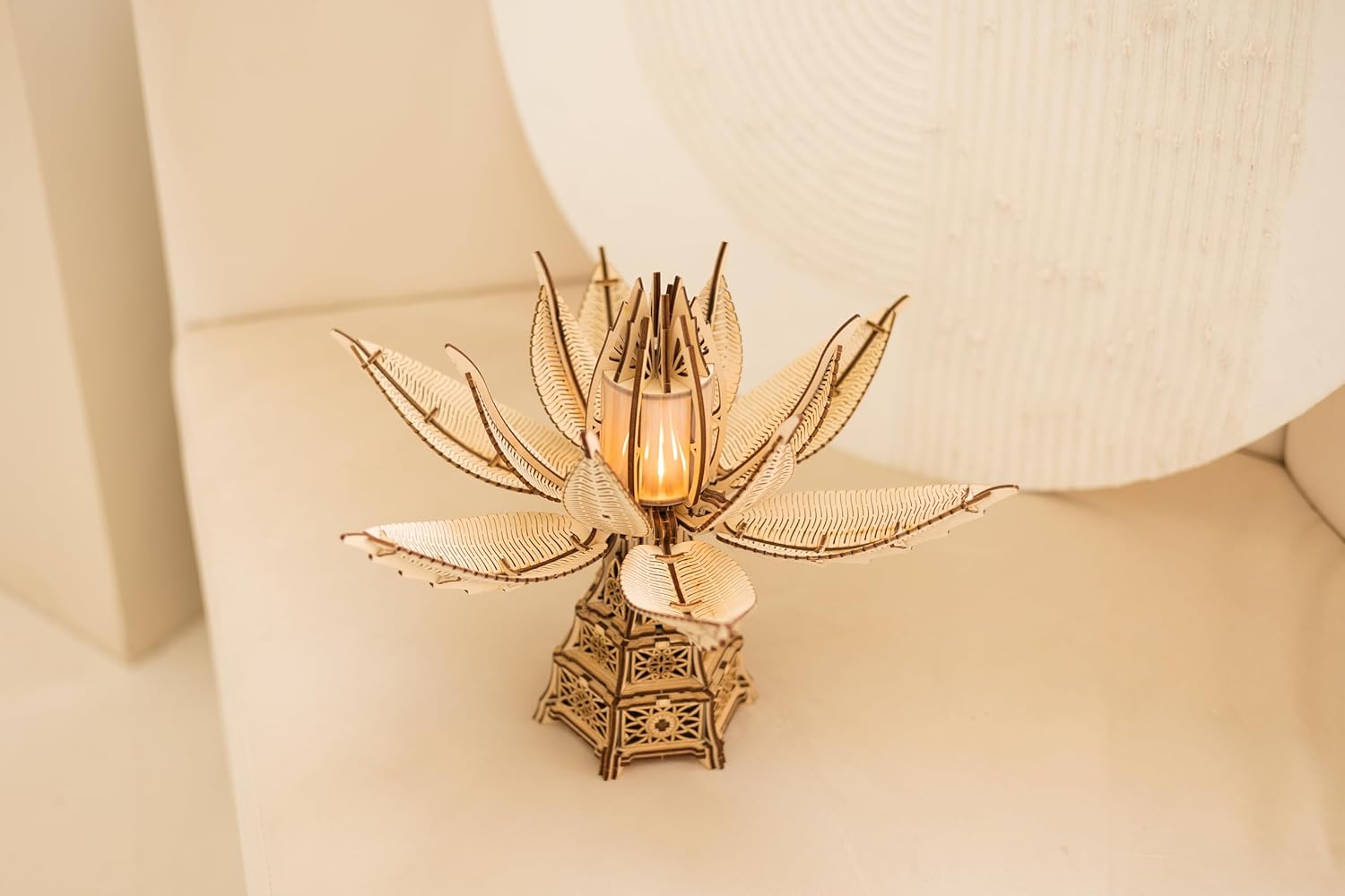 Wood Trick Fiery Bloom Luminous LED 3D Wooden Puzzles for Adults and Kids to Build - Interactive Mechanical Movement - Engineering DIY Project Mechanical 3D Puzzle Model Kits for Adults