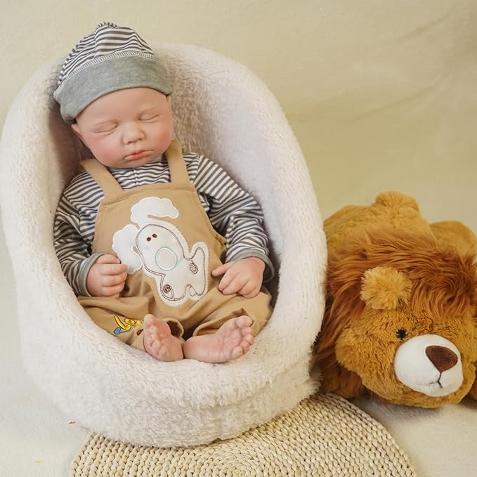Lifelike Reborn Baby Dolls Boy - 18-Inch Baby Soft Body Realistic-Newborn Baby Doll Full Silicone Baby Dolls with Toy & Gift Box for Kids