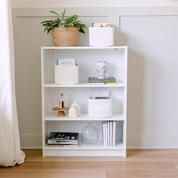 NaturalCozy Storage Cubes 9”x9”x7”Cotton Rope Woven Baskets for Organizing 3-Pack | 9 Inch Cube Storage Bin | Small Basket for Shelf Nursery, Pantry, Decorative Plant, Bathroom Closet, Toy Gift