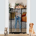 55.1 Inch Tall Baby Gate Auto Close Dog Gate Adjustable 29.92"- 48.03" Wide Pressure Mounted Walk Through Swing Pet Gate for Doorways (Black, 29.92"- 48.03")