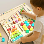 Magnetic Color and Number Maze, Xylophone, Sliding Puzzle & Number Match 4-in-1 Wooden Toy for Kids Montessori Fine Motor Skills Educational Toy for Preschool Learning and Home Play