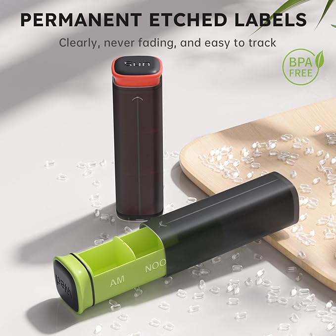 Weekly Pill Organizer 3X a Day, Detachable Pill Box 7 Day, Large 3 Times Daily Pill Case, Travel Pill Container Holder, Week Medication Dispenser Pillbox for Vitamin Supplement Medicine, Black