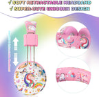 QearFun Unicorn Bluetooth Headphones for Girls - with Microphone & 3.5mm Jack, Adjustable Headband for Kids Teens Toddlers, School iPad Tablet PC Smartphones Compatible (Pink)