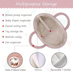 COMSE Large Baby Diaper Caddy Organizer for Girl Boy, Car Caddy with Handles, Cotton Rope Basket for Changing Table, Nursery Organizer, Gift for Baby Shower and Registry Must Have, Dusty Pink