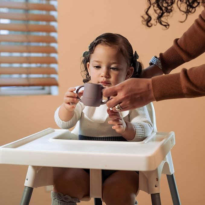 | Teenie Tiny™ Silicone Developmental Baby-Led Weaning Drinking Cups (2 pack) (Warm Taupe and Blue Fusion)