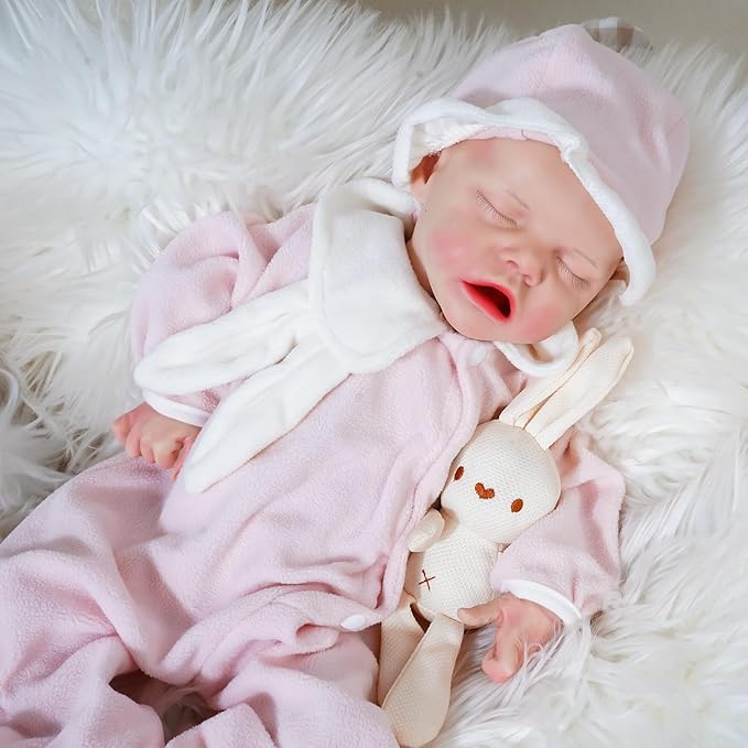 Lifelike Reborn Baby Dolls - 18 Inch Realistic Newborn Baby Dolls Girl, Full Silicone Baby Doll Real Baby Reborn Gift with Accessories for 3+ Years Old Kids