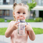 Evorie Tritan Spill Proof Toddler Straw Sippy Cup, 10 oz for Baby and Toddlers 1-3 Years Old, No Spill Straw Water Bottle with Removable Handles, Ideal for School, BPA-Free, Travel in Space