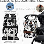 Diaper Bag Backpack for Women with Changing Pad, Baby Bag with Insulated Pockets Multifunctional Diaper Bags For Baby Girl Boy Waterproof Baby Bags For Boys Girls Maternity Bag Cow Print