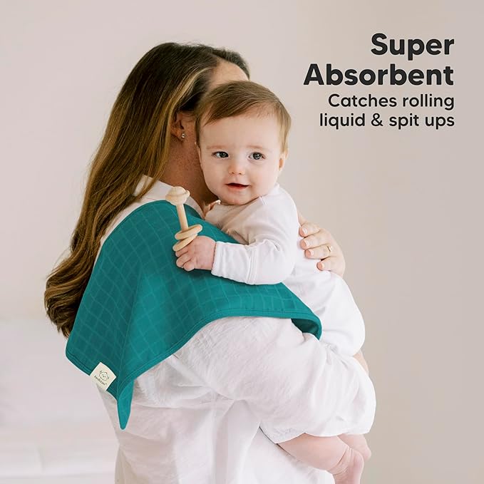 5-Pack Cotton Muslin Burp Cloths Baby Girls, Boys - Soft & Absorbent Spit Up Burp Rags, Large Muslin Towel, Cotton Wash Cloths for Babies, Newborn, Infant, No Shrink, Durable, Neutral (Eclipse)